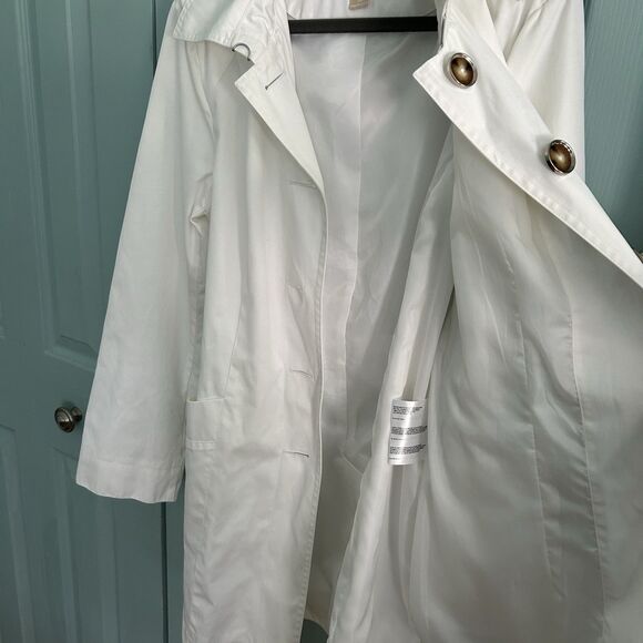 MICHAEL Michael Kors Womens White Double-Breasted Button Belted Trench Coat Med - Picture 11 of 15
